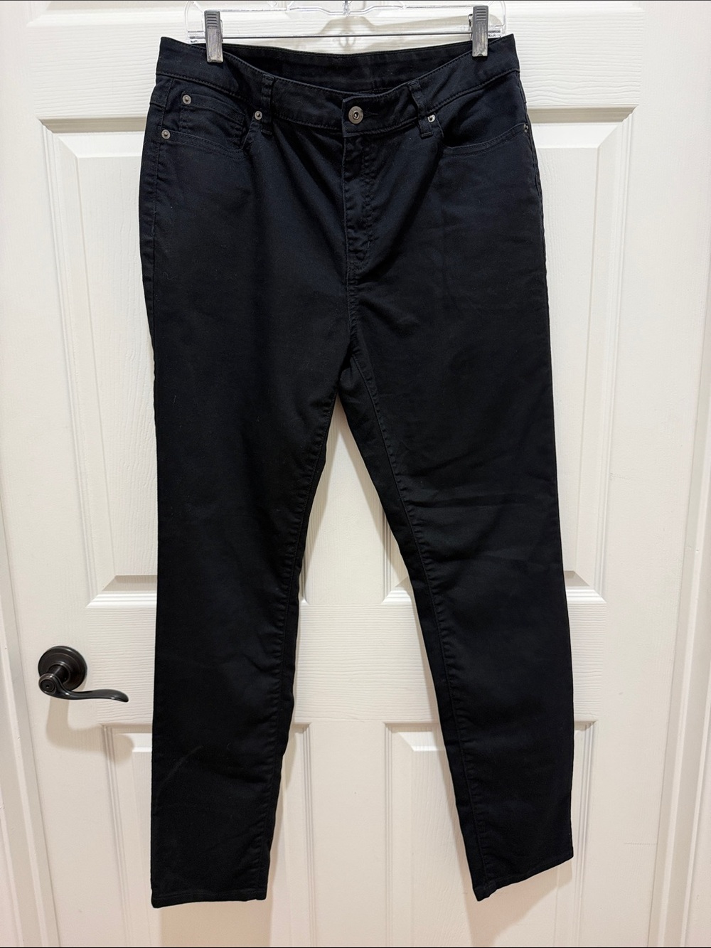 prAna Women's Black Straight Leg Denim Pants Size 12 RG Regular Outdoor Travel